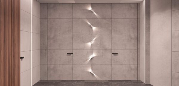 дизайн интерьера со светильниками на стенах - фото 12