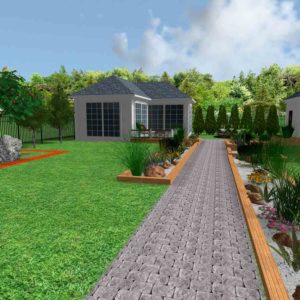 3D визуализация сада в стиле модерн by Hedera