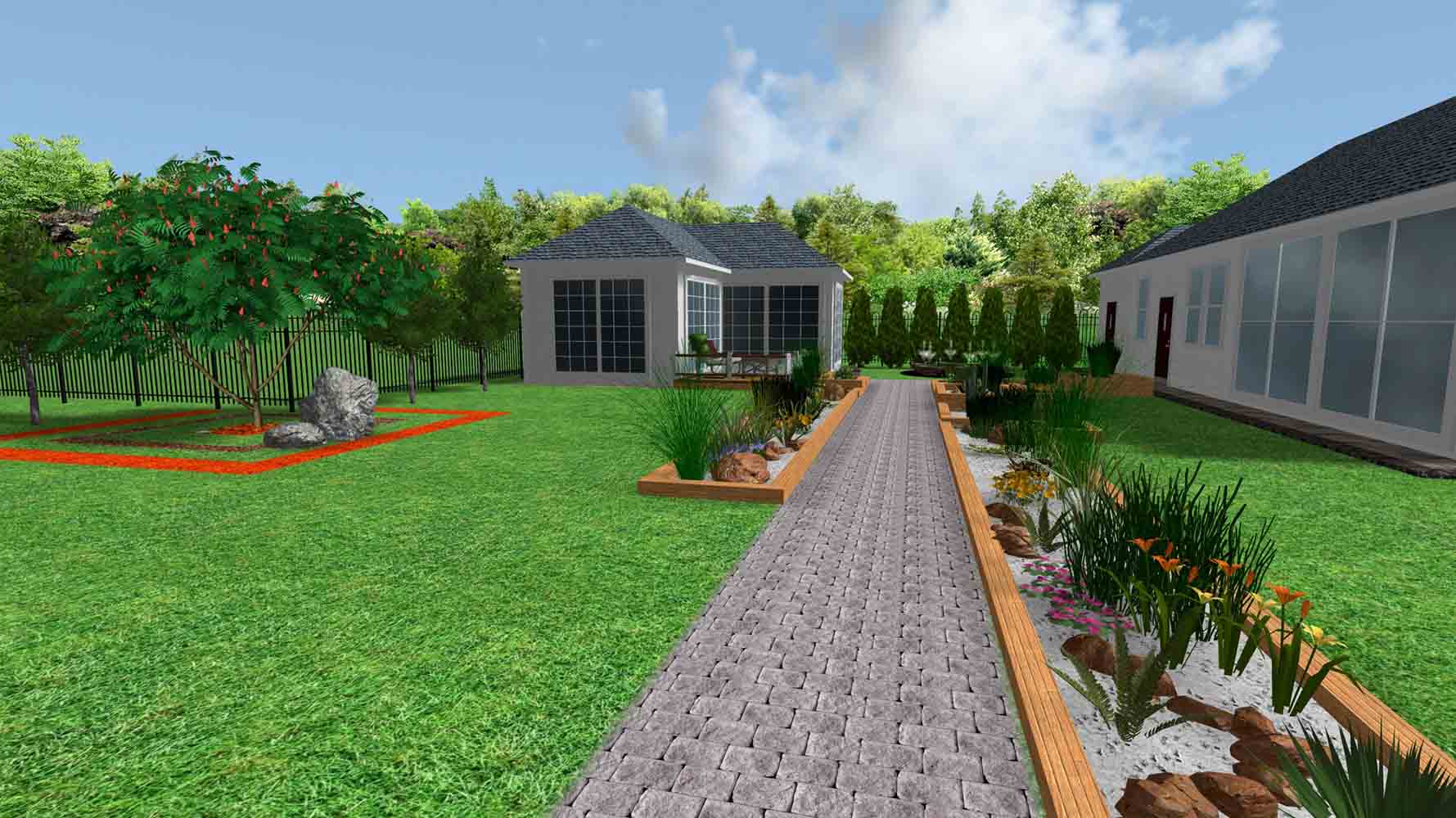 modern style garden by hedera 01 - 3D визуализация сада в стиле модерн by Hedera